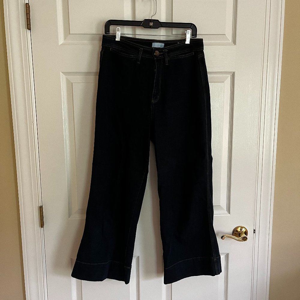 Loft curvy cropped wide length dark jeans